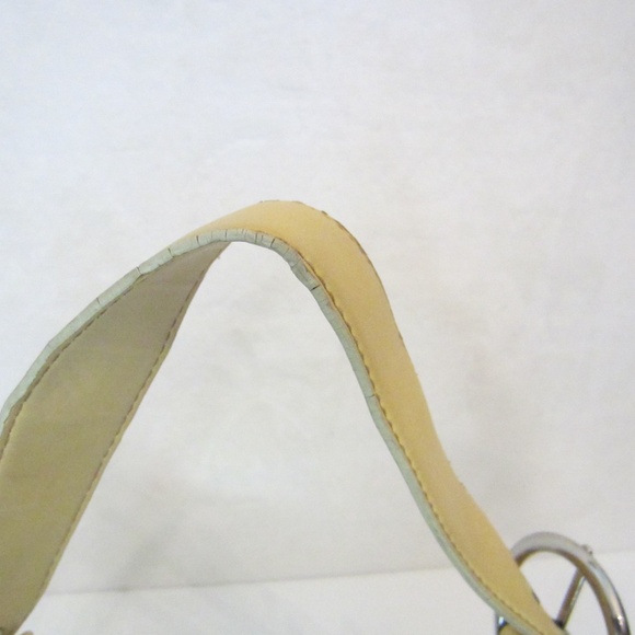 Nine West Small Yellow Hand Bag Buckle Strap Zipper Closure Silver Hardware - Picture 13 of 13